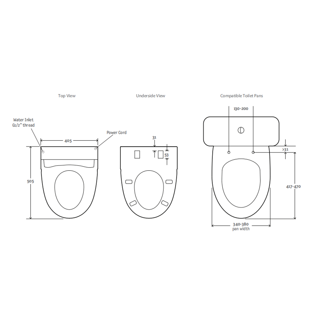 Englefield Polypropylene Bidet Intelligent Toilet Seat Plus White YT
