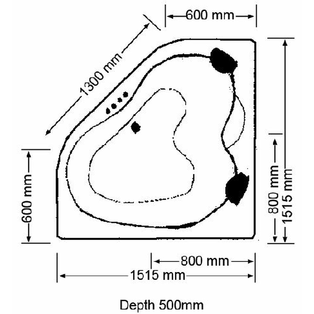 ZAHARA Corner Spa Bath with Pump Sanitary Grade Acrylic Gloss White